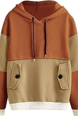 Color Block Fleece Hoodie with Pockets